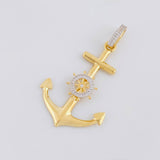 Pendant Anchor Mobile Helm 4.75g / 2 1/4 in Two-Tone Yellow White 18K Gold