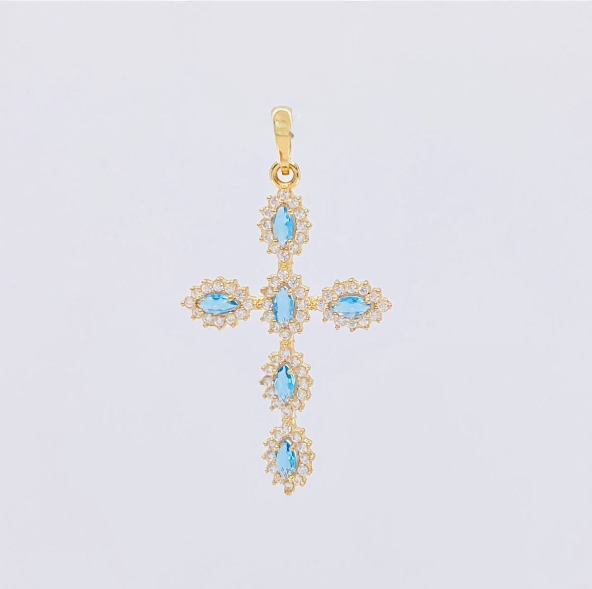 Dije Cruz Tupida Ovalada 1.75g / 1 1/2 in Oro Amarillo 18K