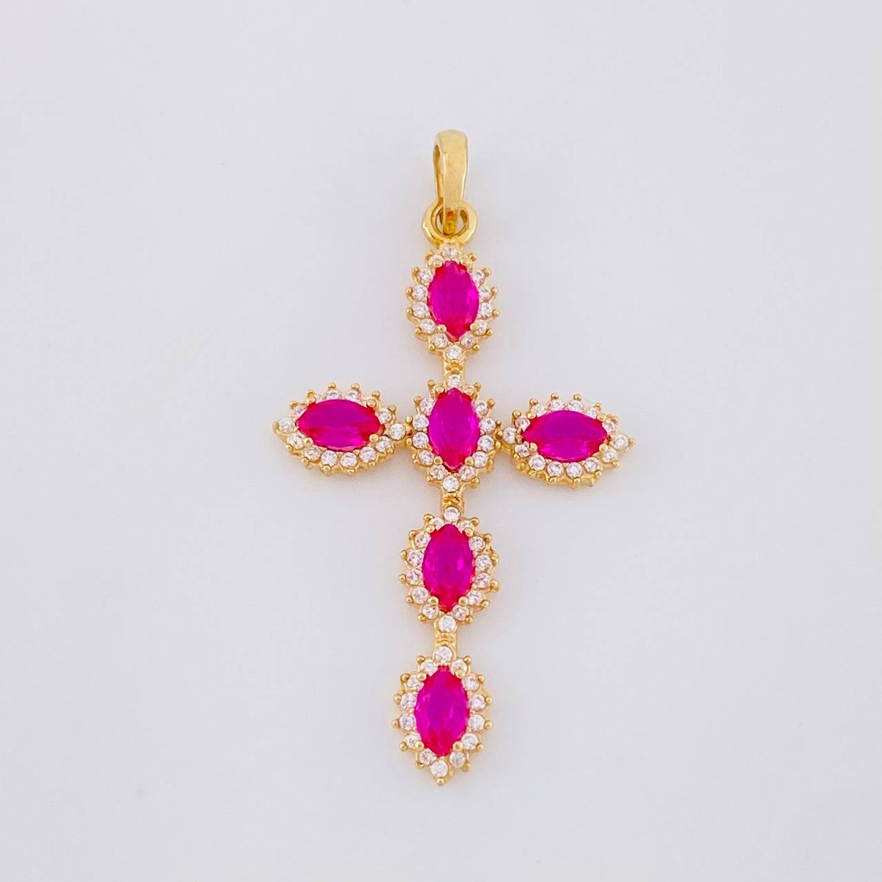Pendant Oval Dense Cross 2.35g / 1 1/4 in 18K Yellow Gold
