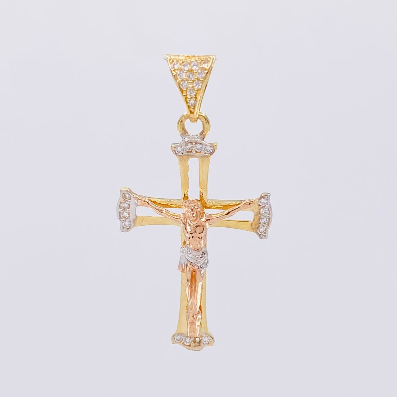 Dije Cruz Cristo 2.7g / 1 1/2 in Tres Oros 18K
