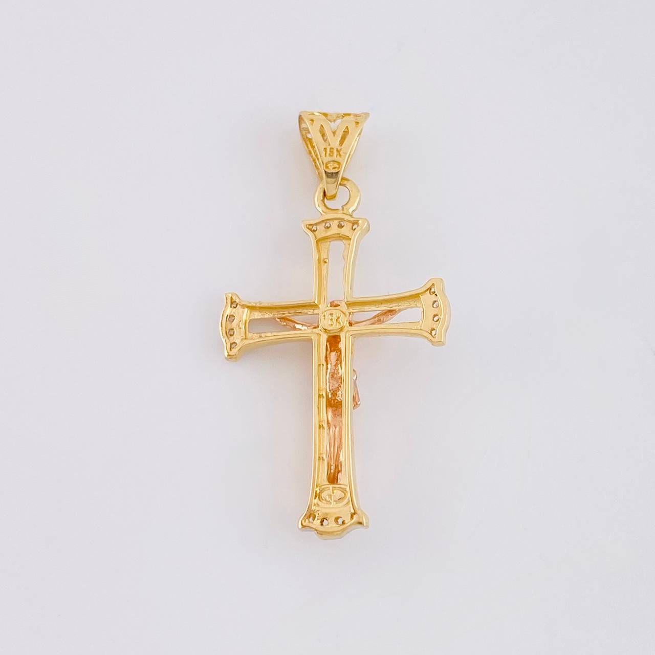 Dije Cruz Cristo 2.7g / 1 1/2 in Tres Oros 18K