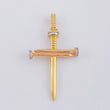 Pendant Cross Nail 6.4g / 2 1/4 in Two Golds Yellow Rose 18K