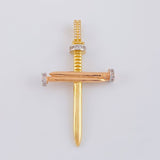 Pendant Cross Nail 6.4g / 2 1/4 in Two Golds Yellow Rose 18K