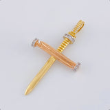 Pendant Cross Nail 6.4g / 2 1/4 in Two Golds Yellow Rose 18K