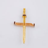Pendant Cross Nail 6.4g / 2 1/4 in Two Golds Yellow Rose 18K