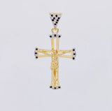 Dije Cruz Cristo 3.95g / 1 3/4 in Dos Oros Amarillo Blanco 18K