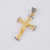 Dije Cruz Cristo 3.95g / 1 3/4 in Dos Oros Amarillo Blanco 18K