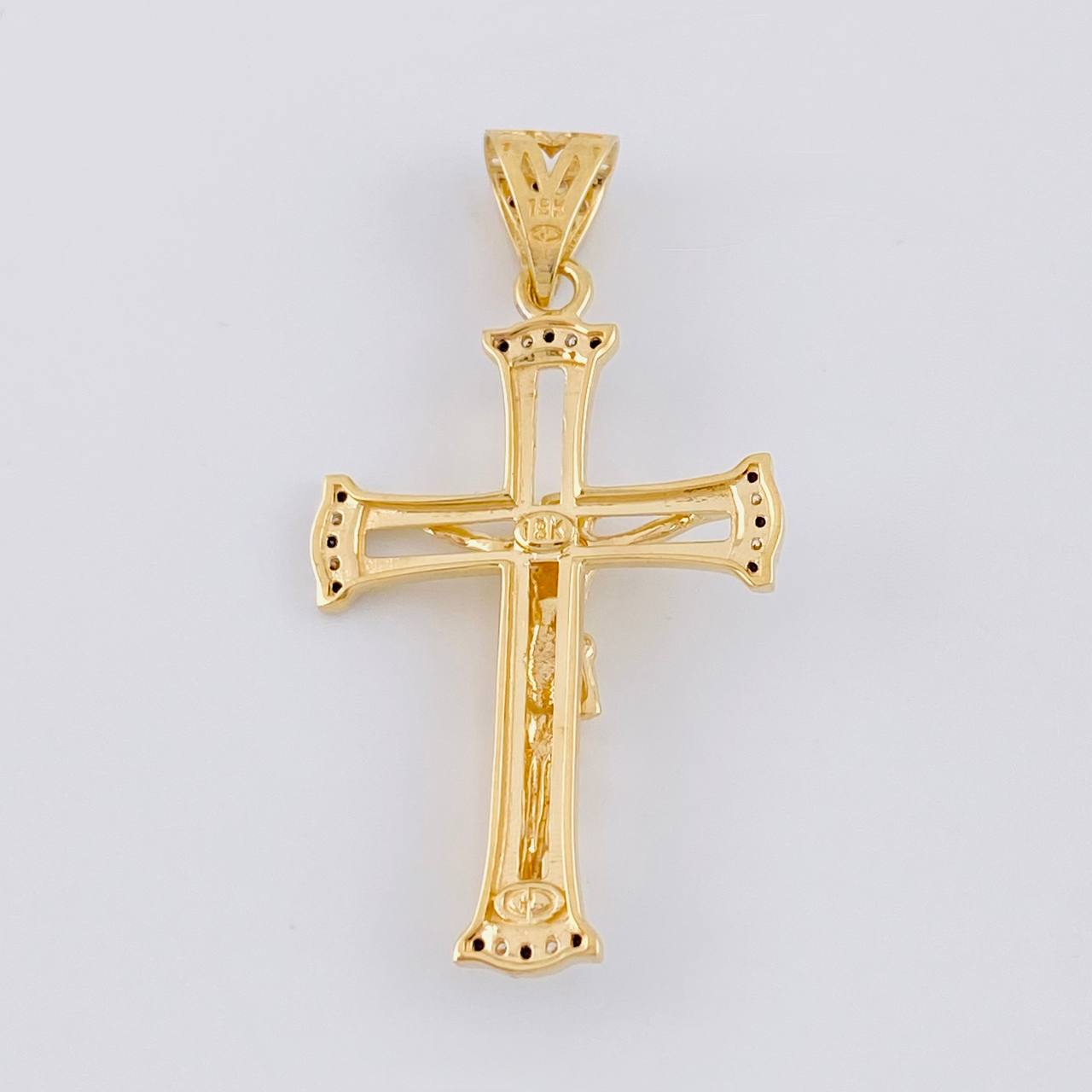 Dije Cruz Cristo 3.95g / 1 3/4 in Dos Oros Amarillo Blanco 18K
