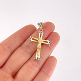 Dije Cruz Cristo 3.95g / 1 3/4 in Dos Oros Amarillo Blanco 18K