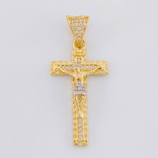 Pendant Cross Christ 3.95g / 1 1/2 in Yellow Gold 18K