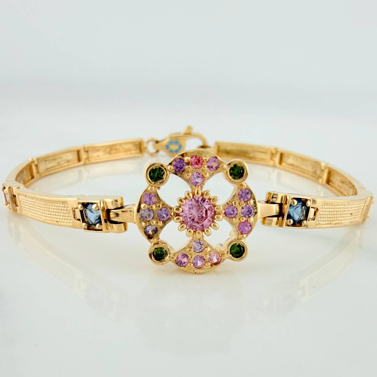 Pulso Amuleto Floral 13.35gr / 7 in / 4mm Oro Amarillo Nac.Esp. 18K &