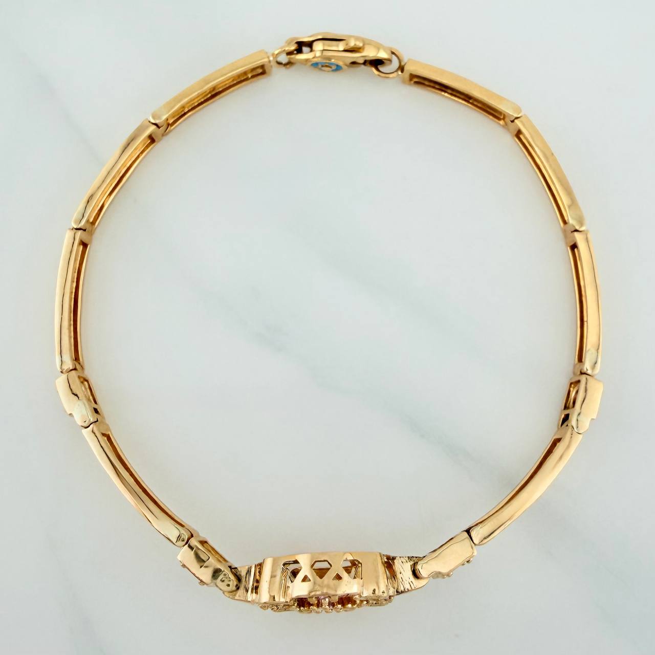 Pulso Amuleto Floral 13.35gr / 7 in / 4mm Oro Amarillo Nac.Esp. 18K &