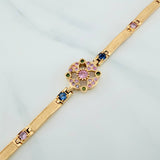 Pulso Amuleto Floral 13.35gr / 7 in / 4mm Oro Amarillo Nac.Esp. 18K &
