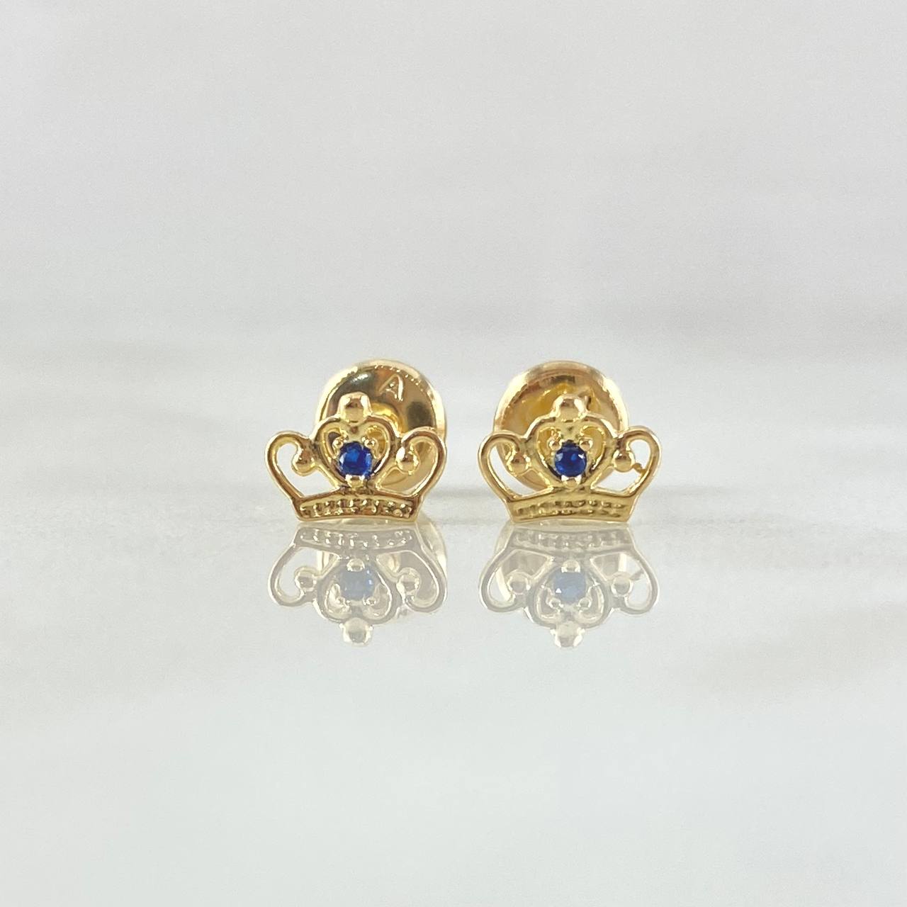 Topos Corona Real 0.7gr / 1cm / Circones Azules Oro Amarillo 18K *