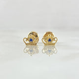 Topos Corona Real 0.7gr / 1cm / Circones Azules Oro Amarillo 18K *