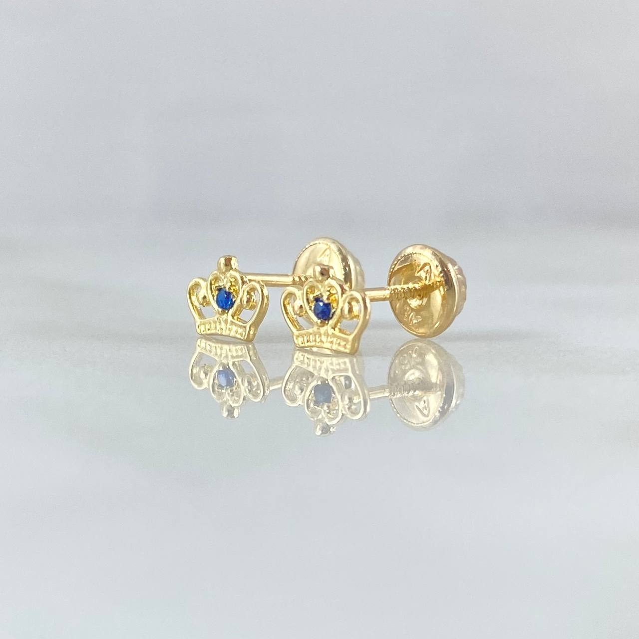 Topos Corona Real 0.7gr / 1cm / Circones Azules Oro Amarillo 18K *