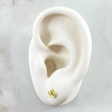 Stud Earrings Real Crown 0.7gr / 1cm / Green Zircons Yellow Gold 18K *