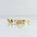 Hug Ring 3.05gr / Size 7 1/2 / Curved Wings White Zircons 18K Yellow Gold *