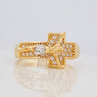 Christ Cross Ring 5.2g / Size 8 1/4 Two-Tone Yellow White Gold 18K