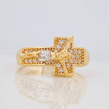 Christ Cross Ring 5.2g / Size 8 1/4 Two-Tone Yellow White Gold 18K