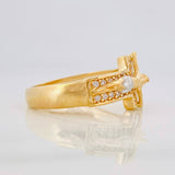 Christ Cross Ring 5.2g / Size 8 1/4 Two-Tone Yellow White Gold 18K
