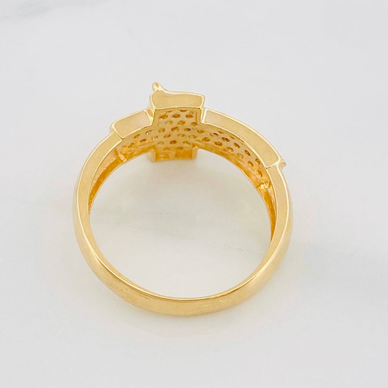 Christ Cross Ring 5.2g / Size 8 1/4 Two-Tone Yellow White Gold 18K
