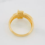 Christ Cross Ring 5.2g / Size 8 1/4 Two-Tone Yellow White Gold 18K