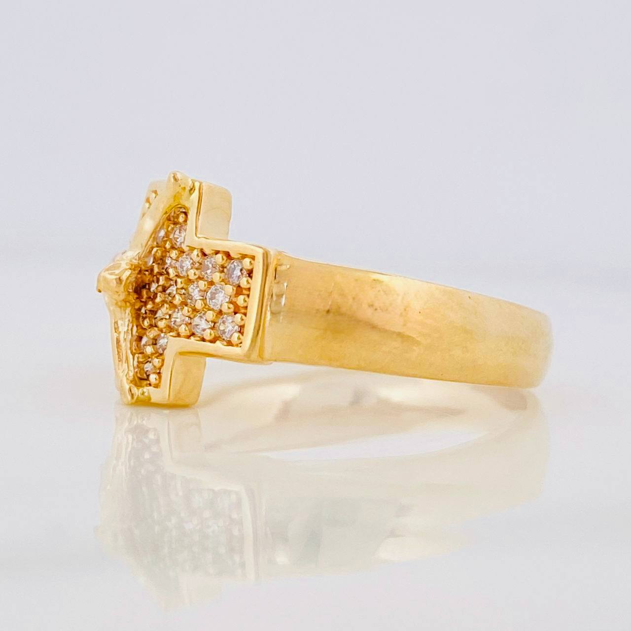Christ Cross Ring 5.2g / Size 8 1/4 Two-Tone Yellow White Gold 18K