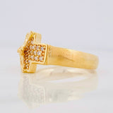 Christ Cross Ring 5.2g / Size 8 1/4 Two-Tone Yellow White Gold 18K