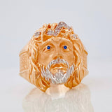 Anillo Rostro Cristo 9.95g / T10 1/4 Dos Oros Blanco Rosa 18K