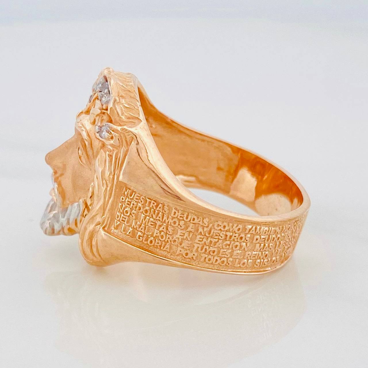 Anillo Rostro Cristo 9.95g / T10 1/4 Dos Oros Blanco Rosa 18K