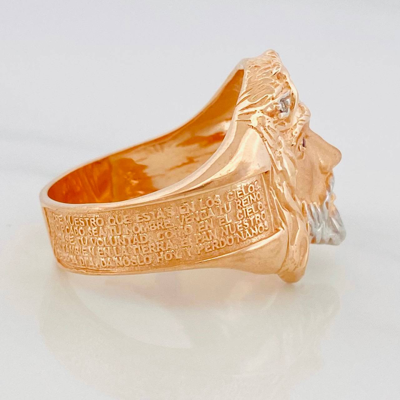 Anillo Rostro Cristo 9.95g / T10 1/4 Dos Oros Blanco Rosa 18K