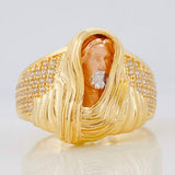 Christ Face Ring 8.15g / Size 9 1/4 Three Golds 18K