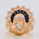 Anillo Rostro Cristo 11.8g / T11 1/4 Dos Oros Blanco Rosa 18K