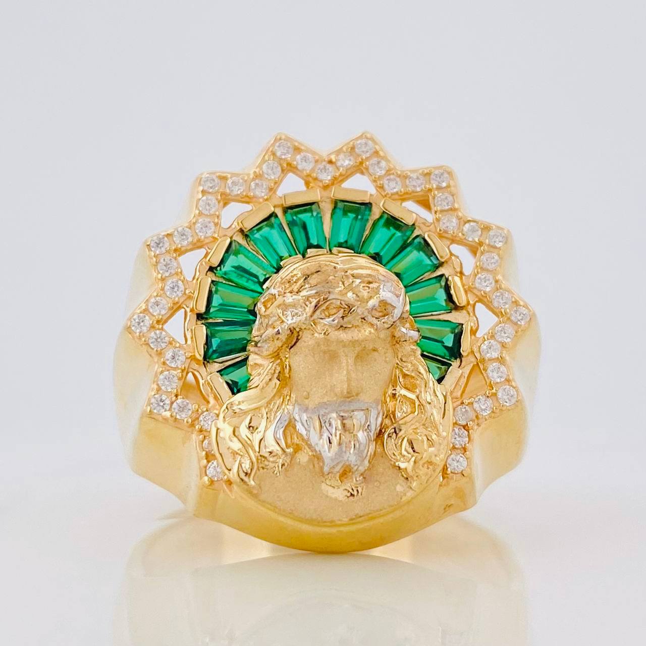 Anillo Rostro Cristo 10.75g / T11 1/2 Dos Oros Amarillo Blanco 18K