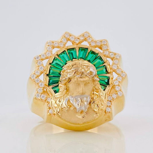 Christ Face Ring 10.75g / Size 11 1/2 Two-Tone Yellow White Gold 18K