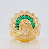 Anillo Rostro Cristo 10.75g / T11 1/2 Dos Oros Amarillo Blanco 18K