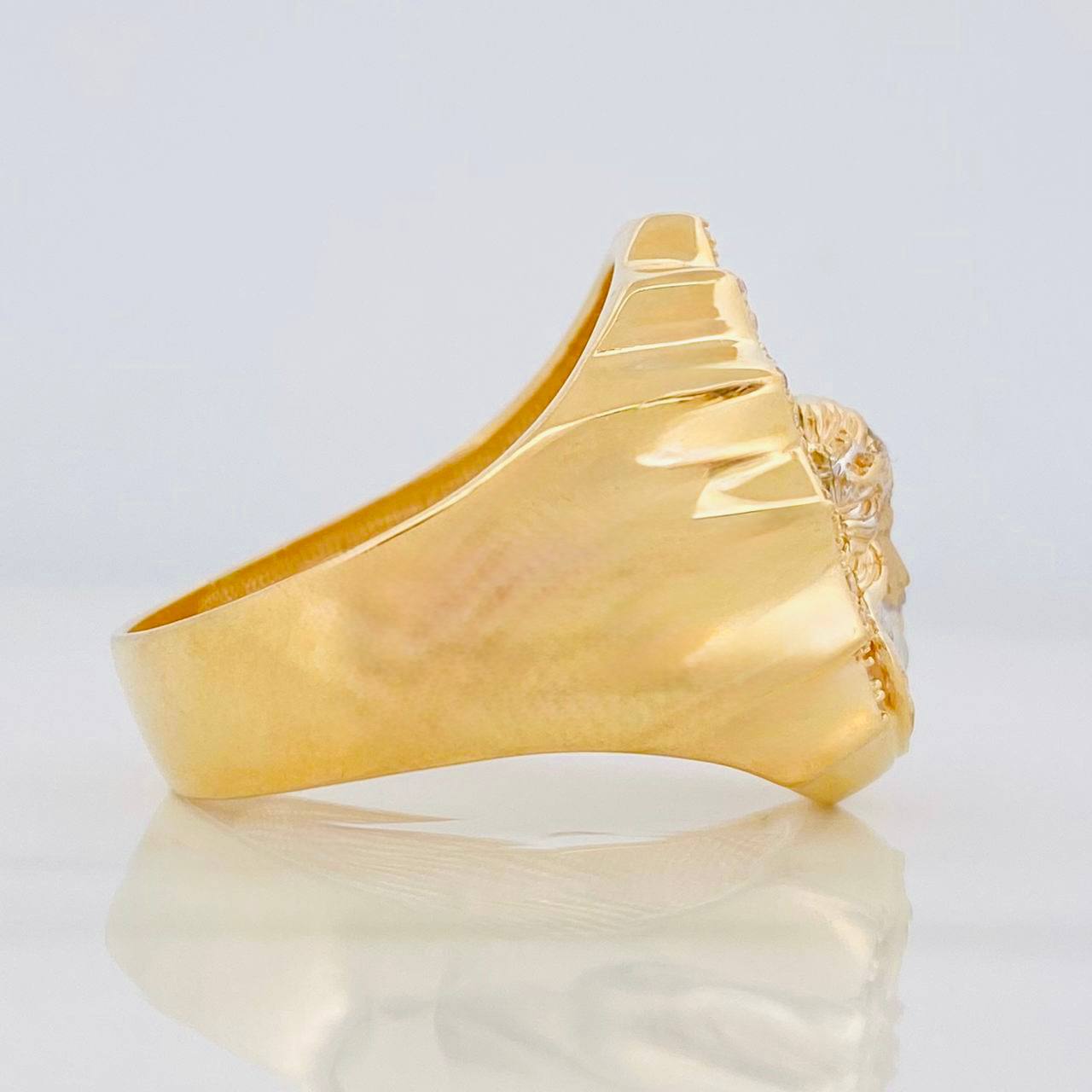 Anillo Rostro Cristo 10.75g / T11 1/2 Dos Oros Amarillo Blanco 18K