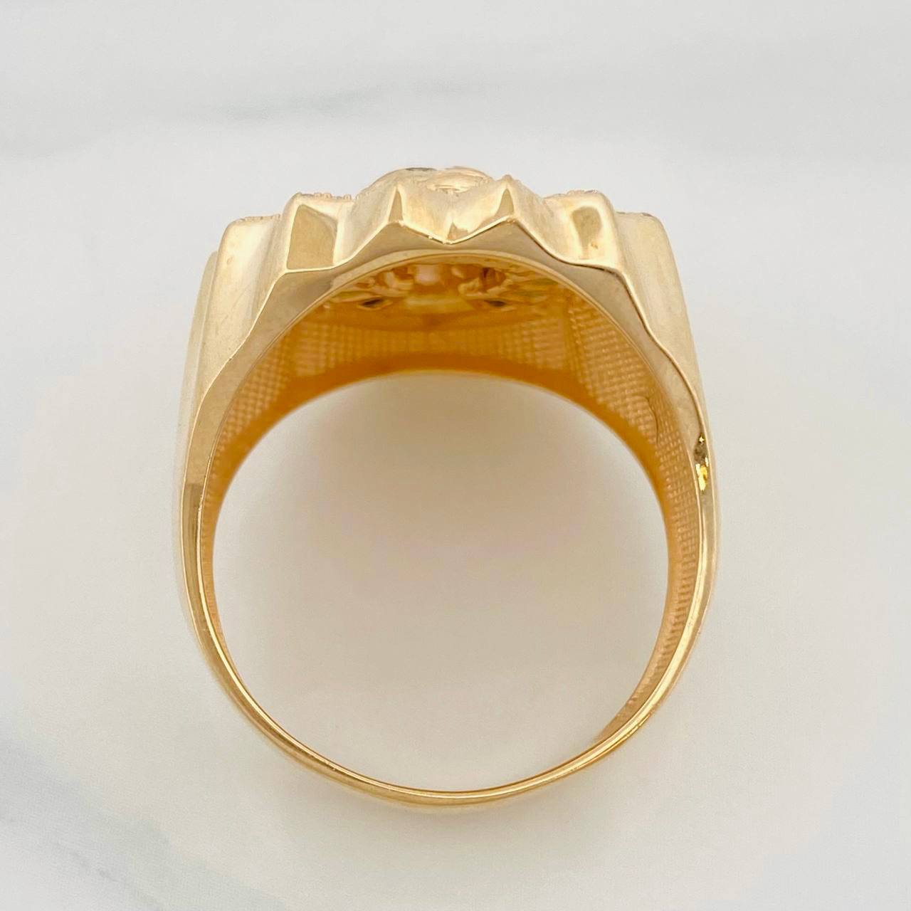 Anillo Rostro Cristo 10.75g / T11 1/2 Dos Oros Amarillo Blanco 18K
