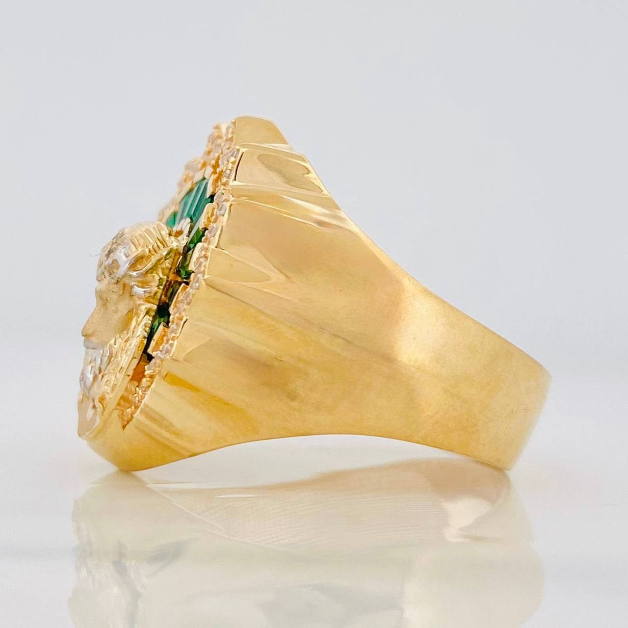 Anillo Rostro Cristo 10.75g / T11 1/2 Dos Oros Amarillo Blanco 18K