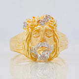 Christ Face Ring 6.7g / Size 9 1/2 Two-Tone Yellow and White Gold 18K