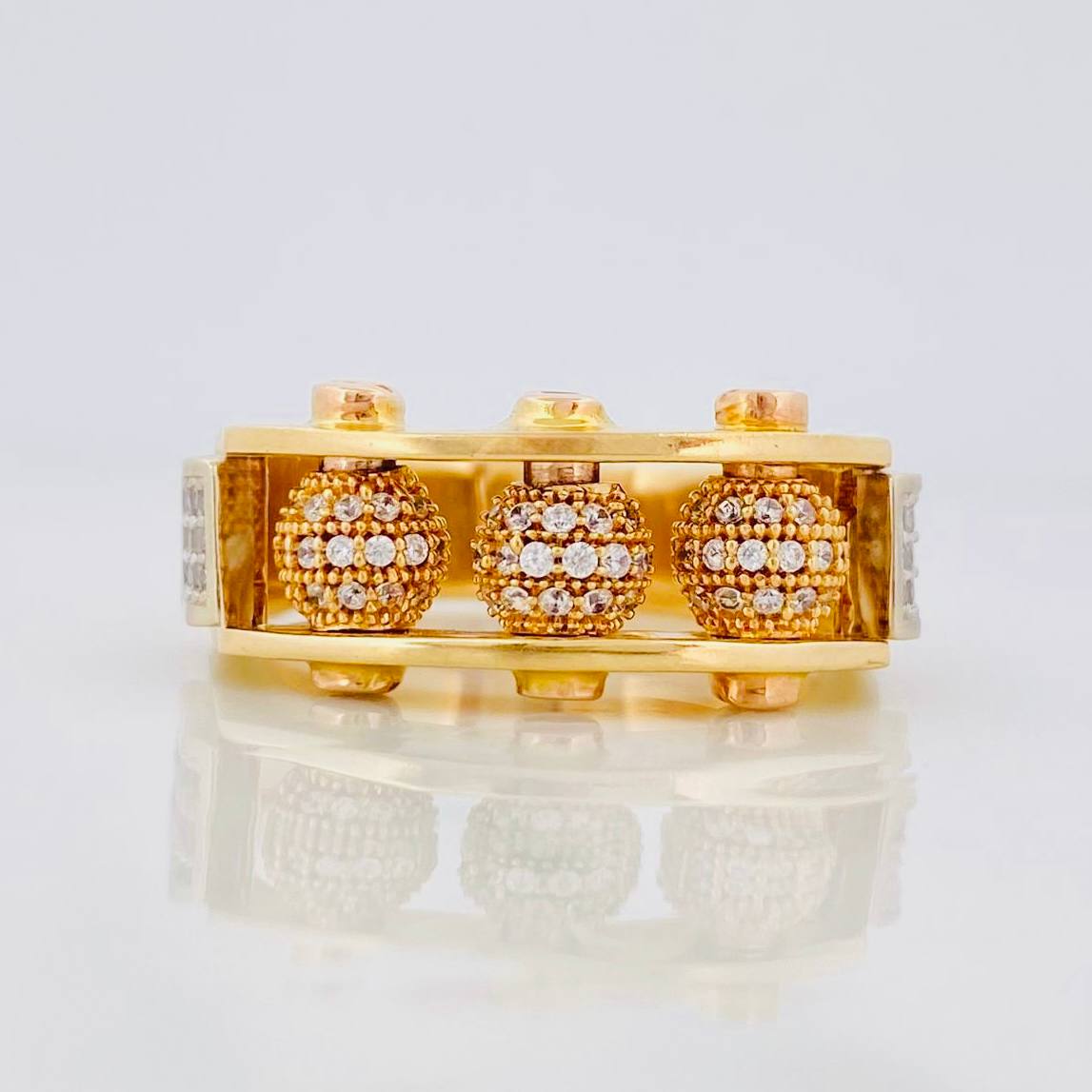 Fire Beads Ring 12.3g / T11 Three Golds 18K