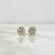 Stud Earrings Bezel 1.15gr / 6mm White Zircon Yellow Gold 18K *