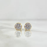 Stud Earrings Bezel 1.15gr / 6mm White Zircon Yellow Gold 18K *