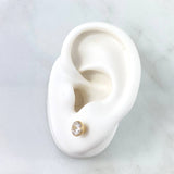 Stud Earrings Bezel 1.15gr / 6mm White Zircon Yellow Gold 18K *