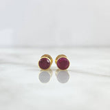 Topos Bisel 0.7gr / 5mm Circon Fucsia Oro Amarillo