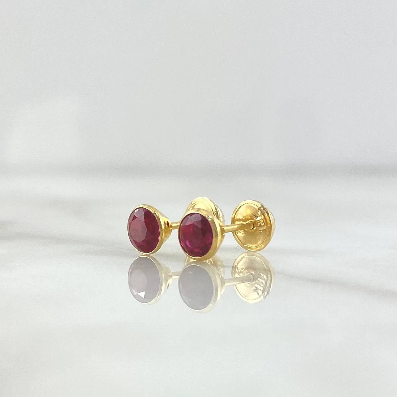 Topos Bisel 0.7gr / 5mm Circon Fucsia Oro Amarillo