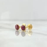 Topos Bisel 0.7gr / 5mm Circon Fucsia Oro Amarillo