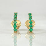 Curved Wave Stud Earrings Emeralds 25pts 0.85gr / 1cm / 18K Yellow Gold