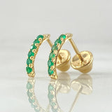 Curved Wave Stud Earrings Emeralds 25pts 0.85gr / 1cm / 18K Yellow Gold